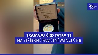 Tramvaj ČKD Tatra T3 na stříbrné minci ČNB