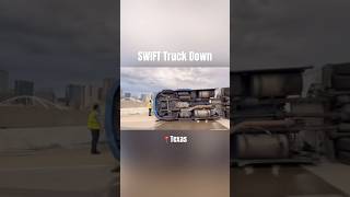 Overturned SWIFT semi-truck near Dallas Texas