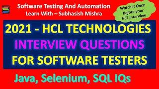 HCL Interview experience 2021 for Software Testers | HCL recruitment | HCL Drive - Selenium Testing