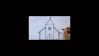 How to draw a Church ✏️ #shorts #church #timelapse #drawing #drawings #howtodraw