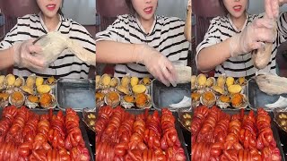 【ASMR MUKBANG]豪華吃播,红烧牛波凌盖&红烧肉&猪油拌饭,滿嘴醬香,一口接一口好 吃到停不下來 seafood eating show, seafood asmr mukbang #244