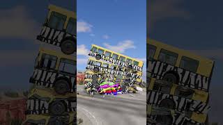 Colorful Vans & Buses Tower Fall Crash - BeamNG.drive #youtubeshorts