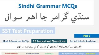 Sindhi Grammar  Important MCQs  | Part 1 | 25 Important  Questions | SST Test  Preparations