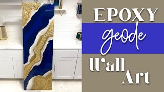 EPOXY GEODE WALL ART! Blue and gold!