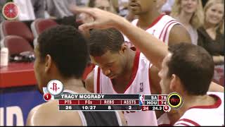 Tracy McGrady 13 points in 35 seconds ！NBA RS 2004.12.9 Spurs at Houston Rockets