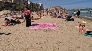 😎BEAUTIFUL WOMEN ON THE BEST BEACHES OF SPAIN | Alicante Walking Tour | 🏖️Playa del Postiguet!