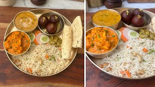 Restaurant Style North Indian Thali Recipe | Veg Thali Recipe | Dal Tadka | Paneer Ki Sabzi | Pulao