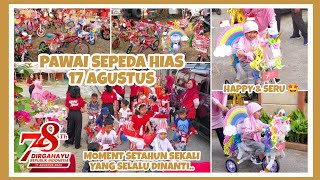 PAWAI SEPEDA HIAS 17 AGUSTUS 🇲🇨 || HAPPY KELILING KAMPUNG NAIK SEPEDA HIAS UNICORN KUDA PONI 🦄