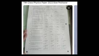 11th Class Annual Exam Papers 2023 Bise Peshawar