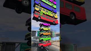 Colorful Cars and Buses Falling Crash - BeamNG.drive #youtubeshorts