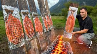 It's a Unique Way to Cook Fresh Trout! Outdoors Cooking in a Quiet Village in Azerbaijan