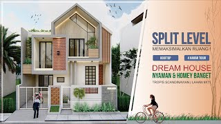 Dream House !! Desain Rumah Split Level 9x9m dengan 4 Kamar Tidur dan Rooftop