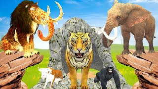 Monster Lion Mammoth vs Zombie Tiger Giant Elephant Fight Cow Cartoon Monkey Saved By Gorilla