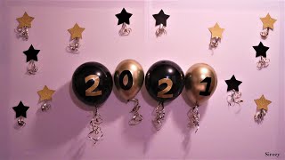 DIY New Year Party Decoration Ideas | New Year Decoration 2021 | Balloon Paper Star New Year Decor