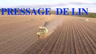 pressage de lin avec 2 automoteur dehondt et ramassage