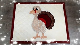 How To Make A Quilted Placemat Using The Large Turkey Applique  By  Kreative Kiwi