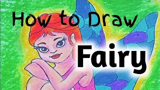 How to Draw A Cute Fairy/Fairy Drawing Step by Step/Easy & simple fairy#oilpastel#AftworldbyRooya