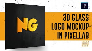 3d glass logo mockup with Pixellab