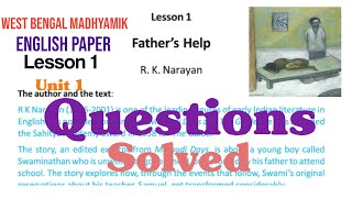 #WBBSE_Class_10_English_Paper_Lesson_1_Unit_1_  #Father's_Questiond and Answers