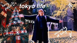 living in japan | harry potter christmas lights 🎄& fall at the university of tokyo 🍂