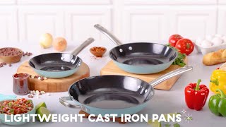 Delish by Dash 8”, 10" and 12" Lightweight Cast Iron Pans