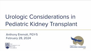 Urologic Considerations in Pediatric Kidney Transplant