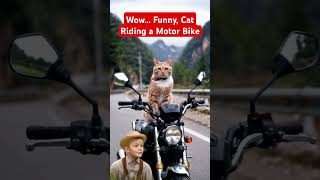 Wow... Funny, Cat Riding a Motor Bike#shorts #funnyanimals #catshorts #ringtone #cat