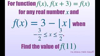 For function f(x), f(x+3) = f(x) and f(x) = 3- |x|, over [-1.5, 1.5], find the value of f(11).