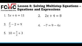 Solving Multistep Equations - First Coast Math Clinic