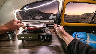 Car Camping in a Strong Wind with a Small Car