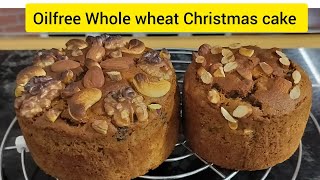 Oilfree whole wheat based Christmas cake - vegan