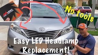 Super Easy! How To Replace Toyota Sienna 2011 - 2020 (Gen 3) LED Headlight.  No tools!