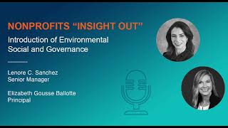 Nonprofits "Insight Out" - Introduction of Environmental, Social and Governance