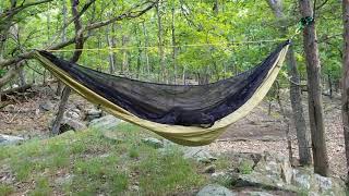 Hammock Gear Review - Moss Green Hammock and Bottom Entry Bug Net