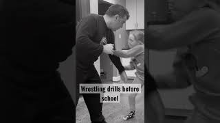 Wrestling drills before school to the anxiety down… #anxietyrelief #bjj #mma #wrestling #girlpower