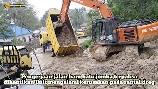 Pengerjaan jalan baru batu jomba terpaksa dihentikan unit alami kerusakan pada rantai Dreg