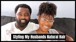 Styling my Husbands Natural Hair + Q&A | Collab with Tyler Symone! | Finger Coils for Men