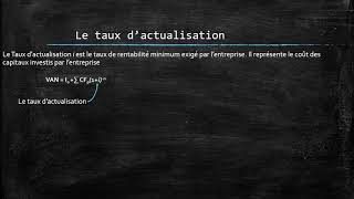 Gestion financière -Séance 1- Le Taux  d'actualisation