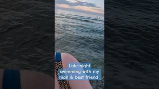 late night 🌙 swimming 🏊‍♀️ with my man & best friend 🩵 #ocean #swimming #Denmark