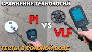 Сравнение работы металлоискателей в солёной воде - VLF vs PI