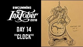 Inktober 2018 Day 14 "Clock" - A Cuckoo Clock - 0069 - How to Draw Cartoons