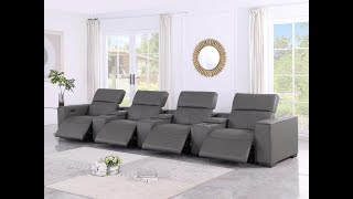 Global United 1208 7-PC Leather PWR Reclining Sofa -5 Recliners and PWR Headrests- Assembly Video