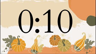 10 Second Fun Fall Pumpkin Classroom Timer (No Music, Warm Piano Tones at End)