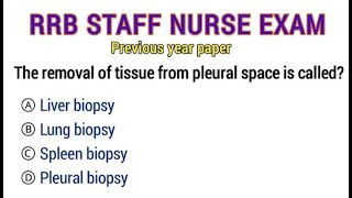 RRB staff nurse previous year paper with solution ||nursing exam mcqs ||mcqs for rrb nursing exam