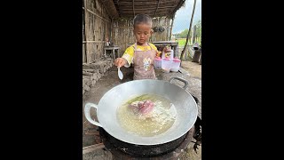 Little chef 2 Brother cooking food for diner , Rural life village