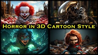 Imagine if Famous Horror Characters in 3D Cartoon Style