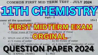 11th Chemistry First Mid Term Question Paper 2024 | Monthly Test | Tamil Medium