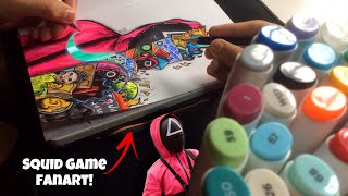 Drawing The Pink Soldier from Squid Game! | Fanart | Nakul Sketches