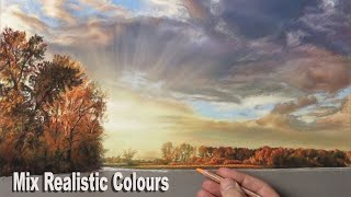 Pastel Painting Tutorial ~ Landscape Painting with Pastels, Easy Way.  Sunrise & Trees... Part 2