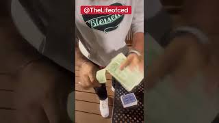 Magic man turns bystanders $20 dollars bills into all hundreds bills. #magic #tricks #comedy #fyp